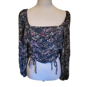 Wild Fable Floral Cinche Crop Top sz M